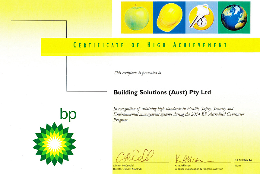 BP Certificate of High Achievement 2014
